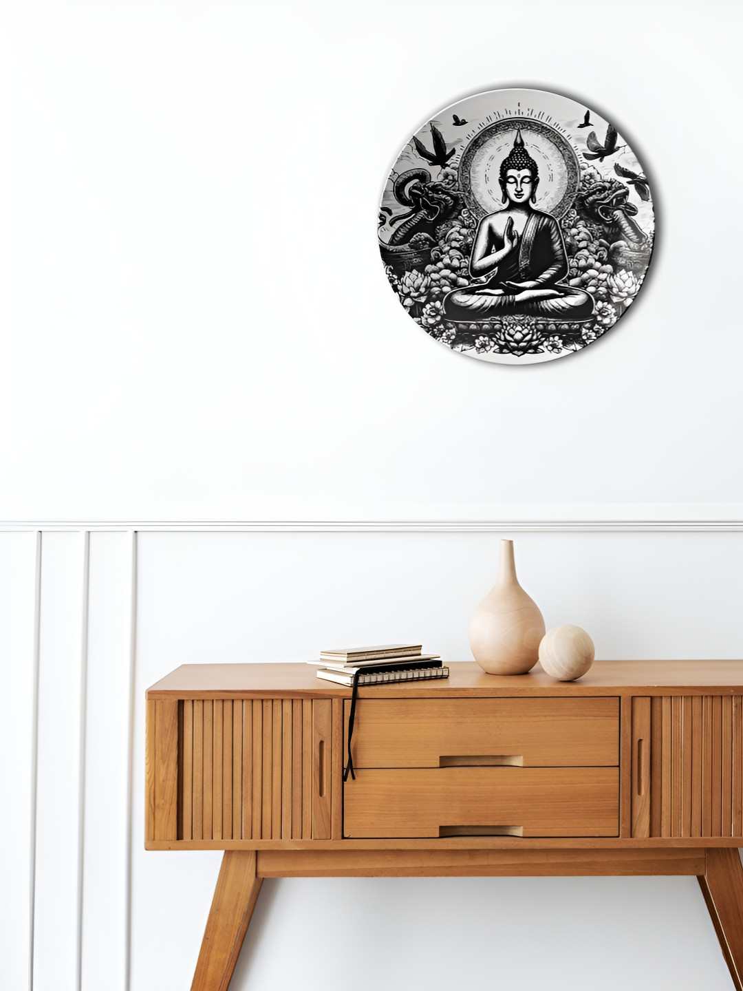 THE QUIRKY HOME Buddha's Grace Decorative Ceramic Ethnic Motifs Antique Wall Plates-10In