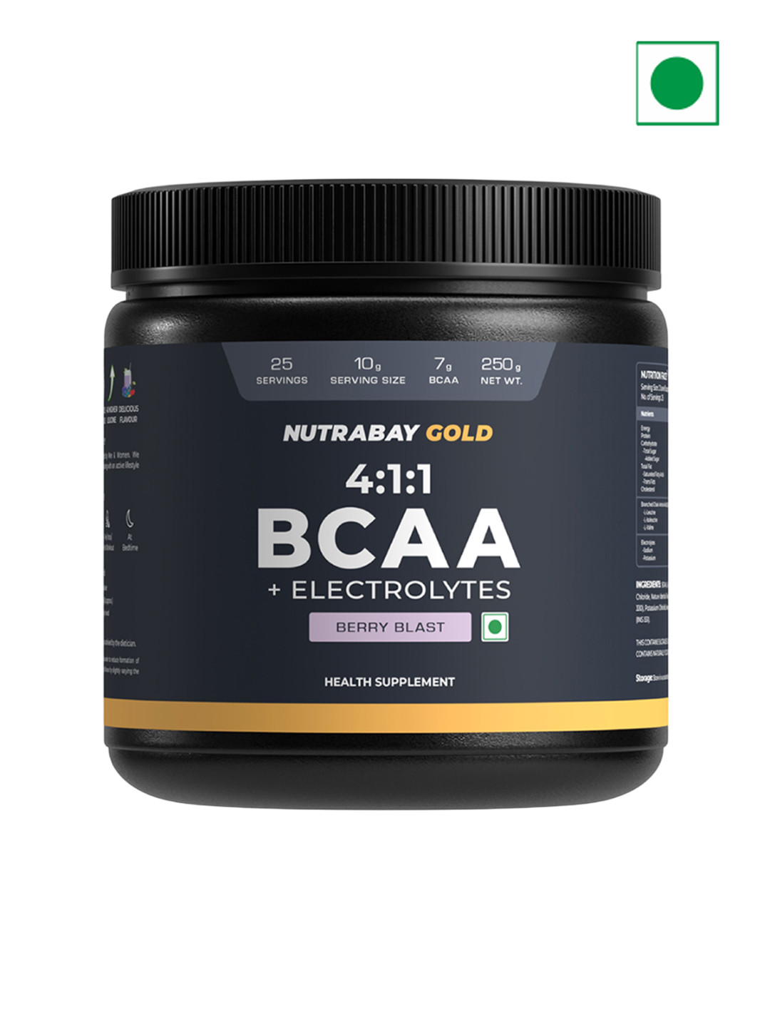 Nutrabay Gold BCAA 4:1:1 With Electrolytes - 250 g - Berry Blast