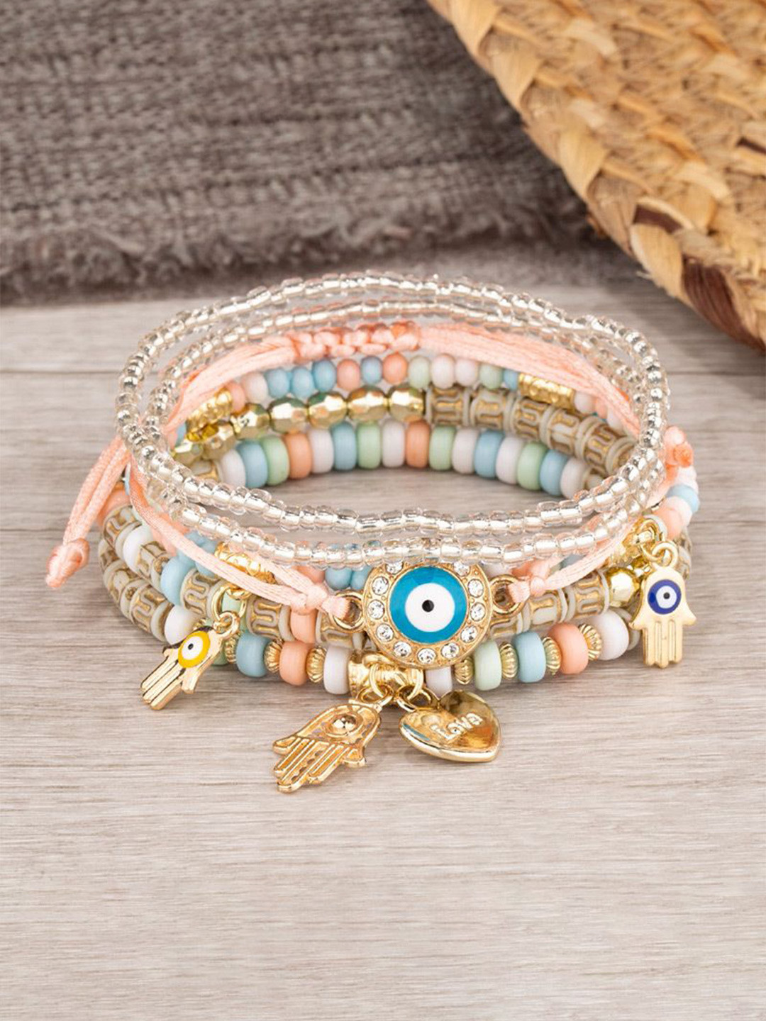 DIVASTRI Women 6 Tribal Gold-Plated Multistrand Bracelet