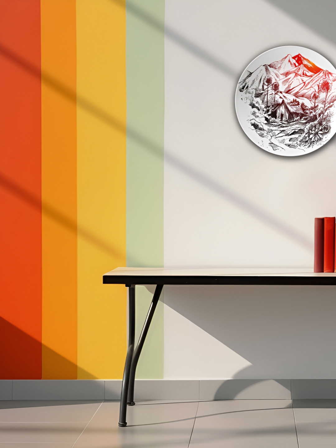 THE QUIRKY HOME A Majestic Mountain Ceramic Floral Matte Hanging Hall Wall Plates-8In