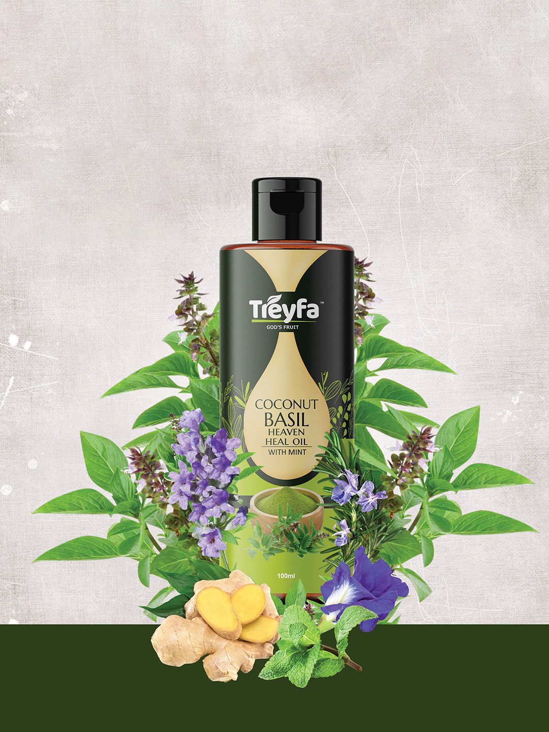 Treyfa Coconut Basil Heaven Heal Oil - 100 ml