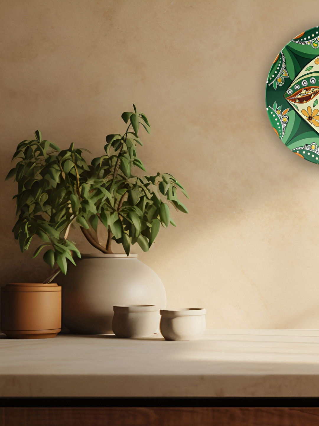 THE QUIRKY HOME A Peacock's Pride Ceramic Floral Glossy Hanging Hall Wall Plates-10In