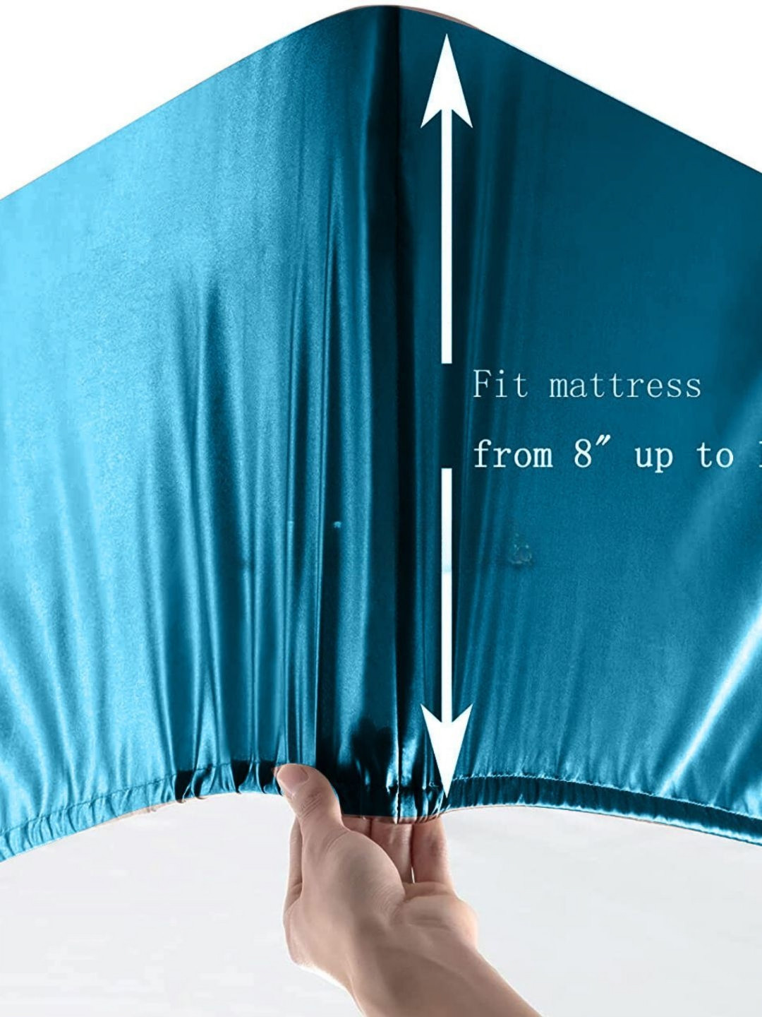 COOLBEDS Turquoise Blue Poly Satin 400 TC Fitted King Superfine Bedsheet with 2 Pillow Covers-87 x 93 inches