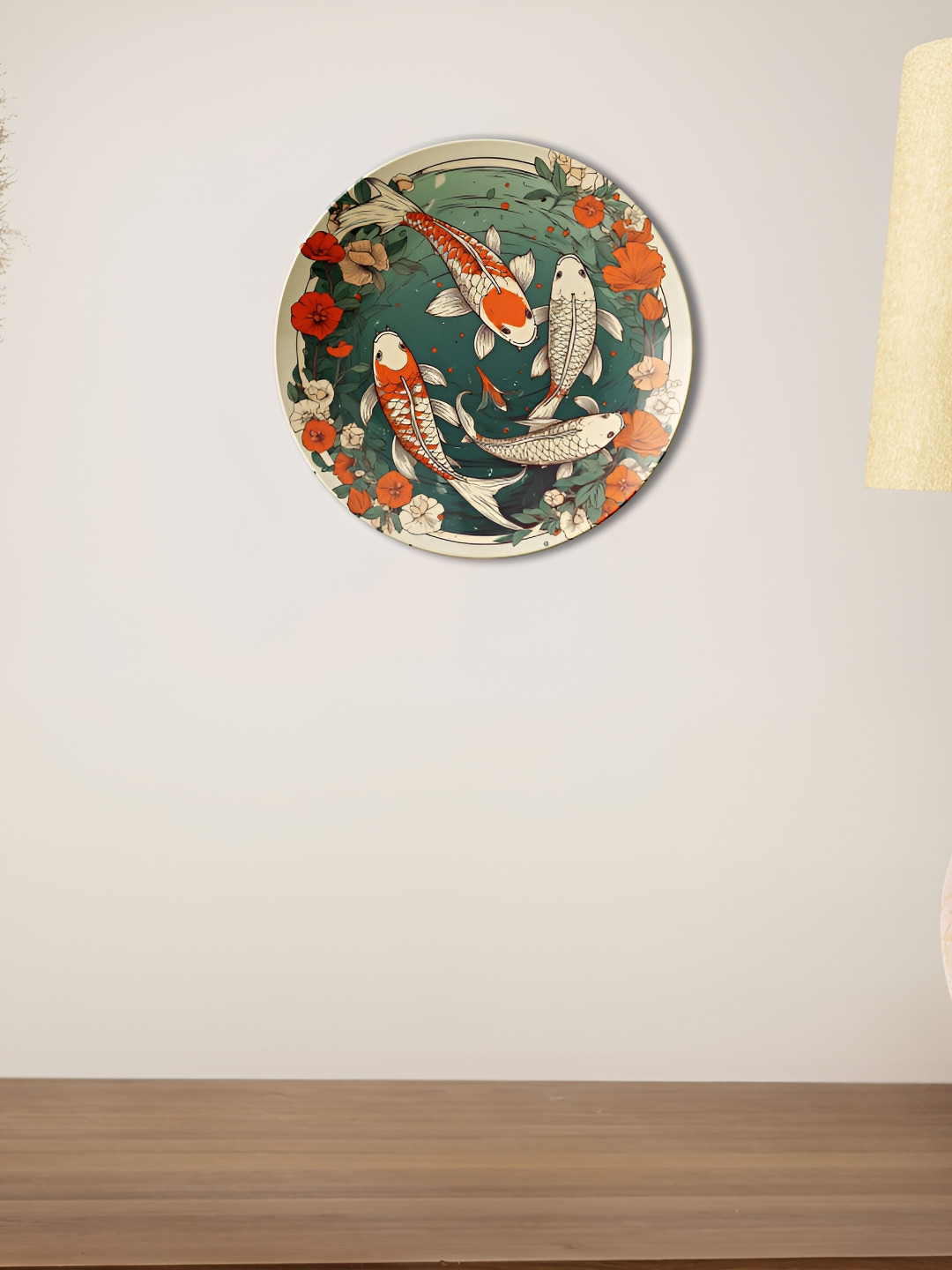 THE QUIRKY HOME Bloom and Swim Ceramic Floral Glossy Hanging Hall Wall Plates-8In