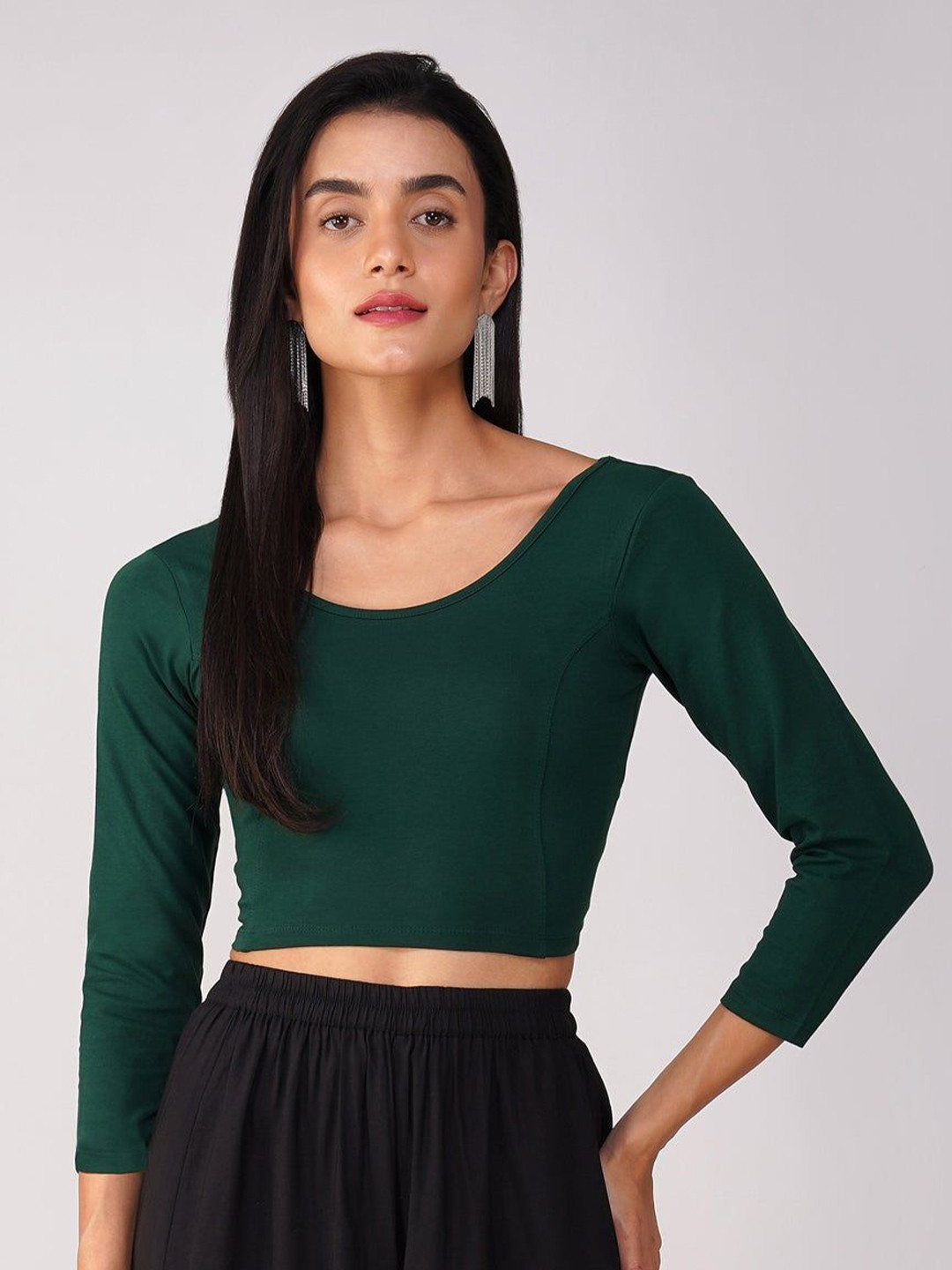 Swtantra Women's ComfortEase 4-Way Stretch Green Long Sleeve Top