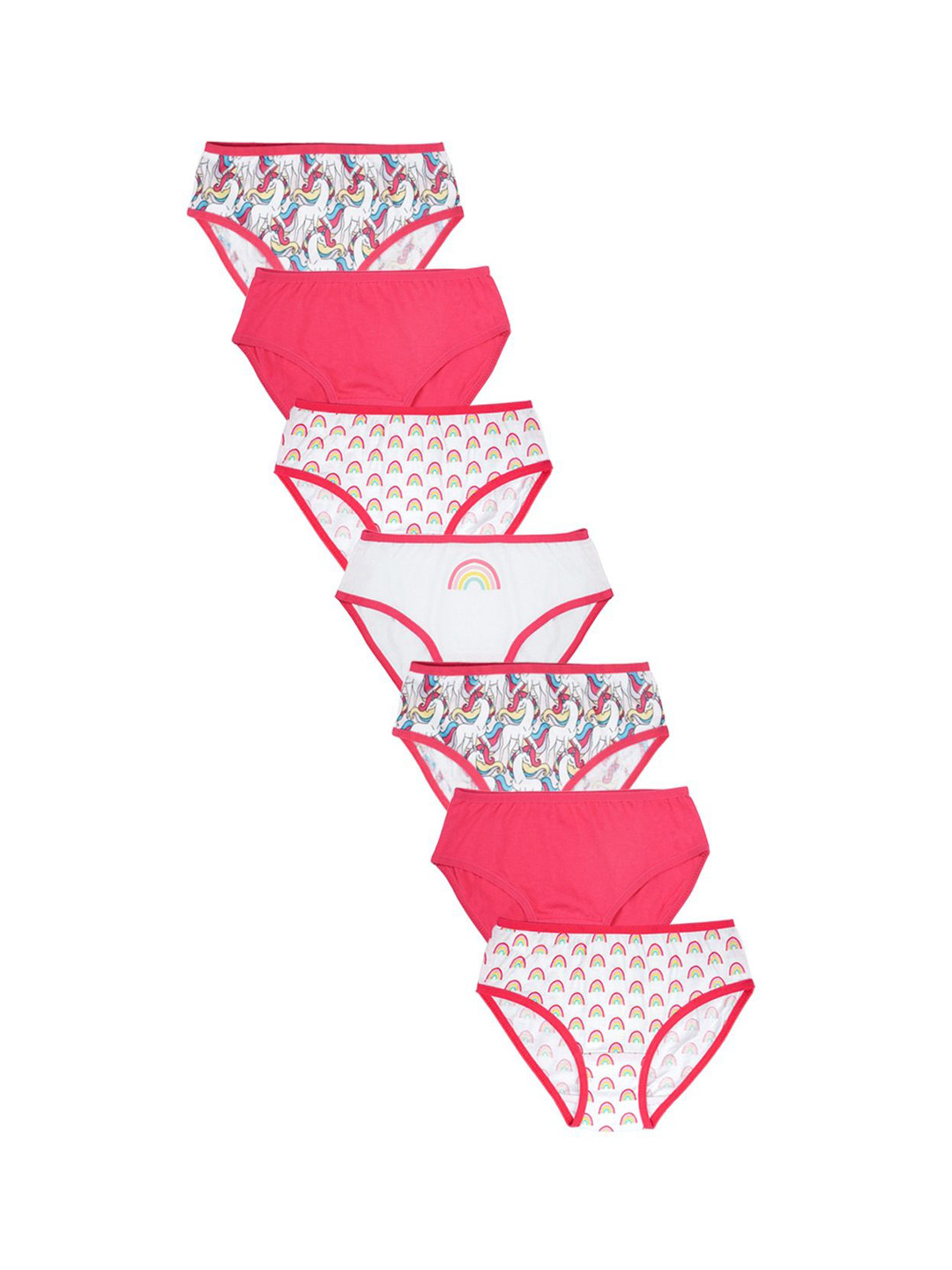 Charm n Cherish Pack Of 7 Girls Printed 100% Cotton Basic Briefs GWBRO83