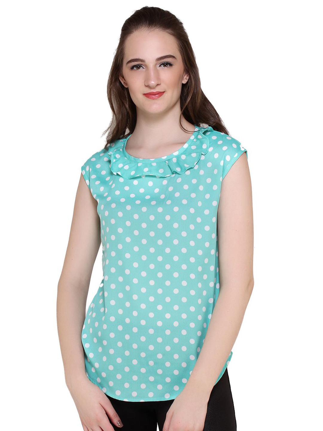 MALLORY WINSTON Polka Dot Print Crepe Top