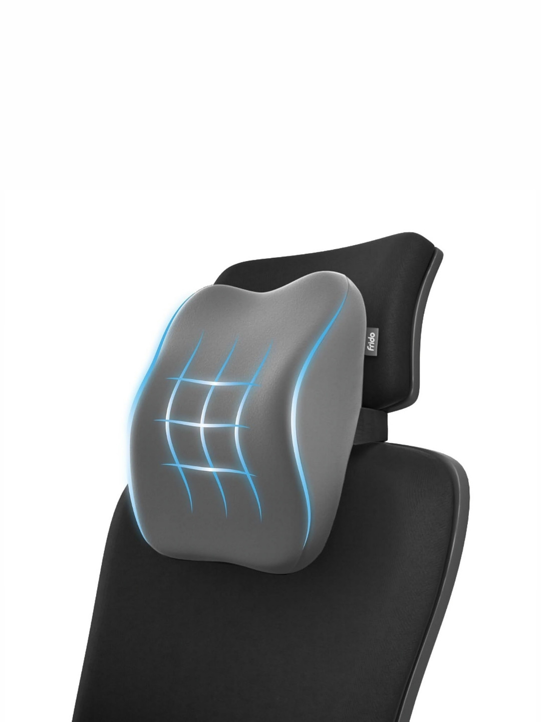 FRIDO Grey Abstract Faux Velvet Breathable Medium Memory Foam Therapedic Pillow-31 x 25 x 10.5 cm