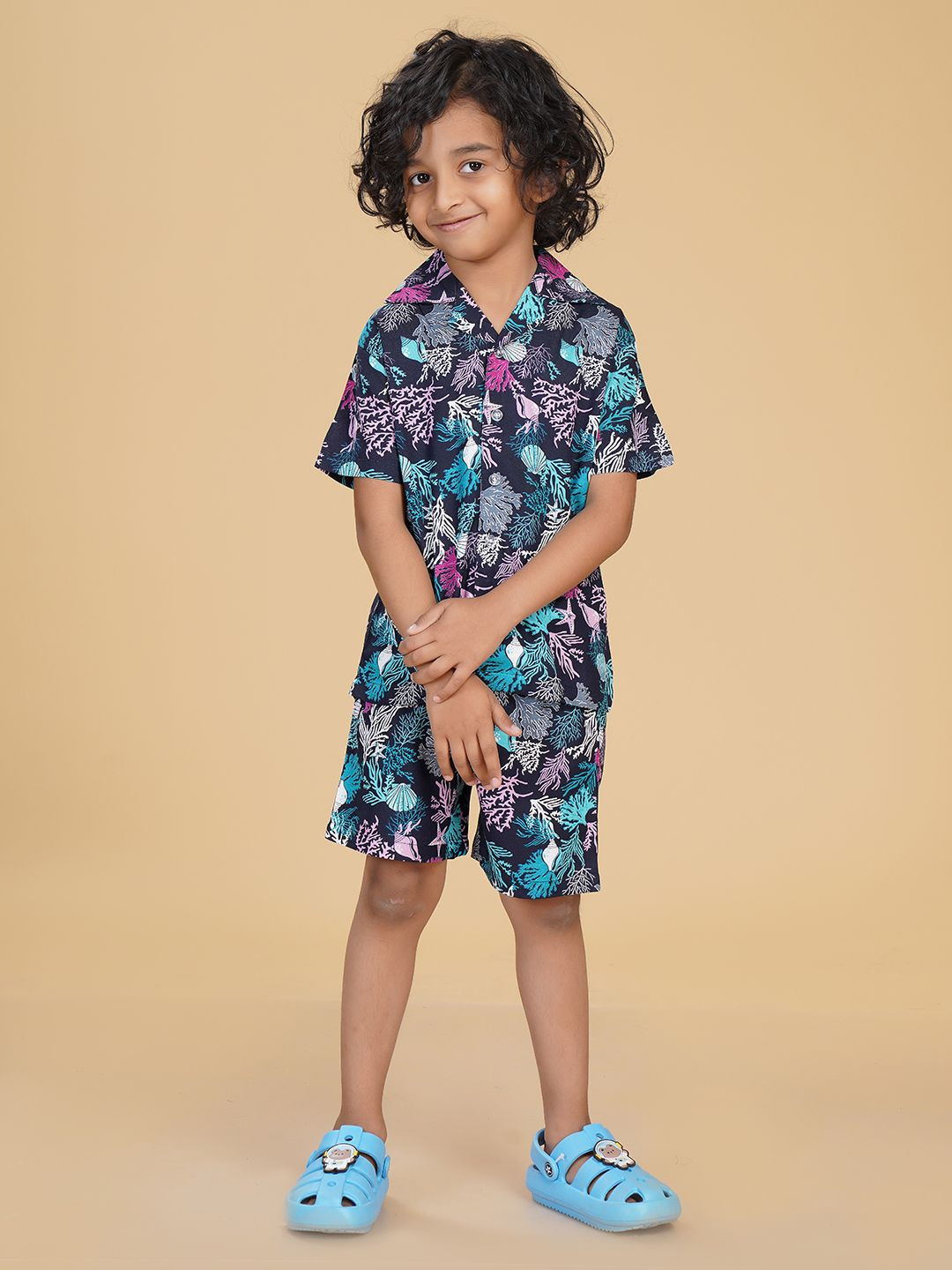 Ninos Dreams Marine Rayon Printed Viscose Shirt with Shorts