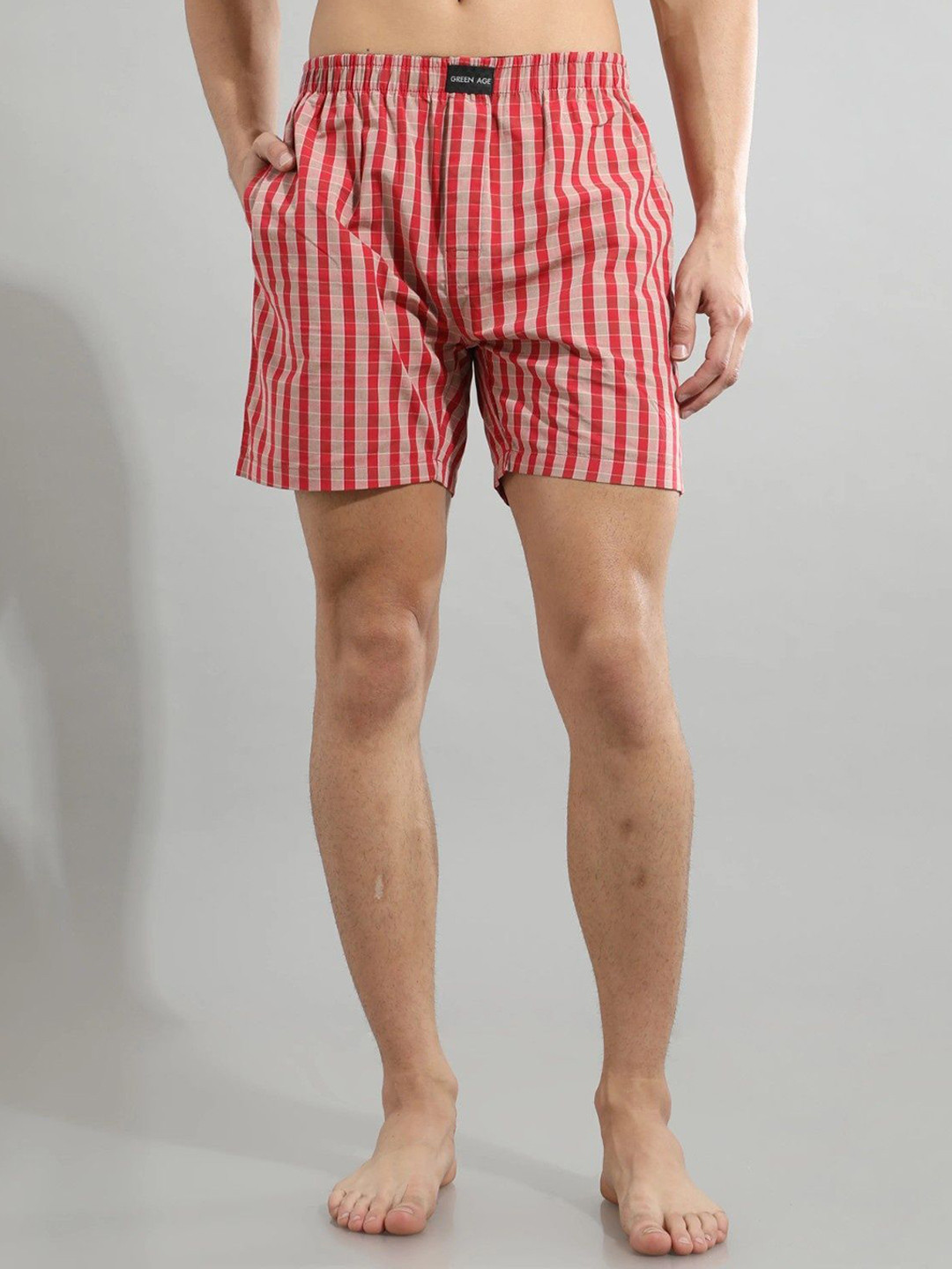 GREEN AGE Men Checked Pure Cotton Boxers GABOX708S