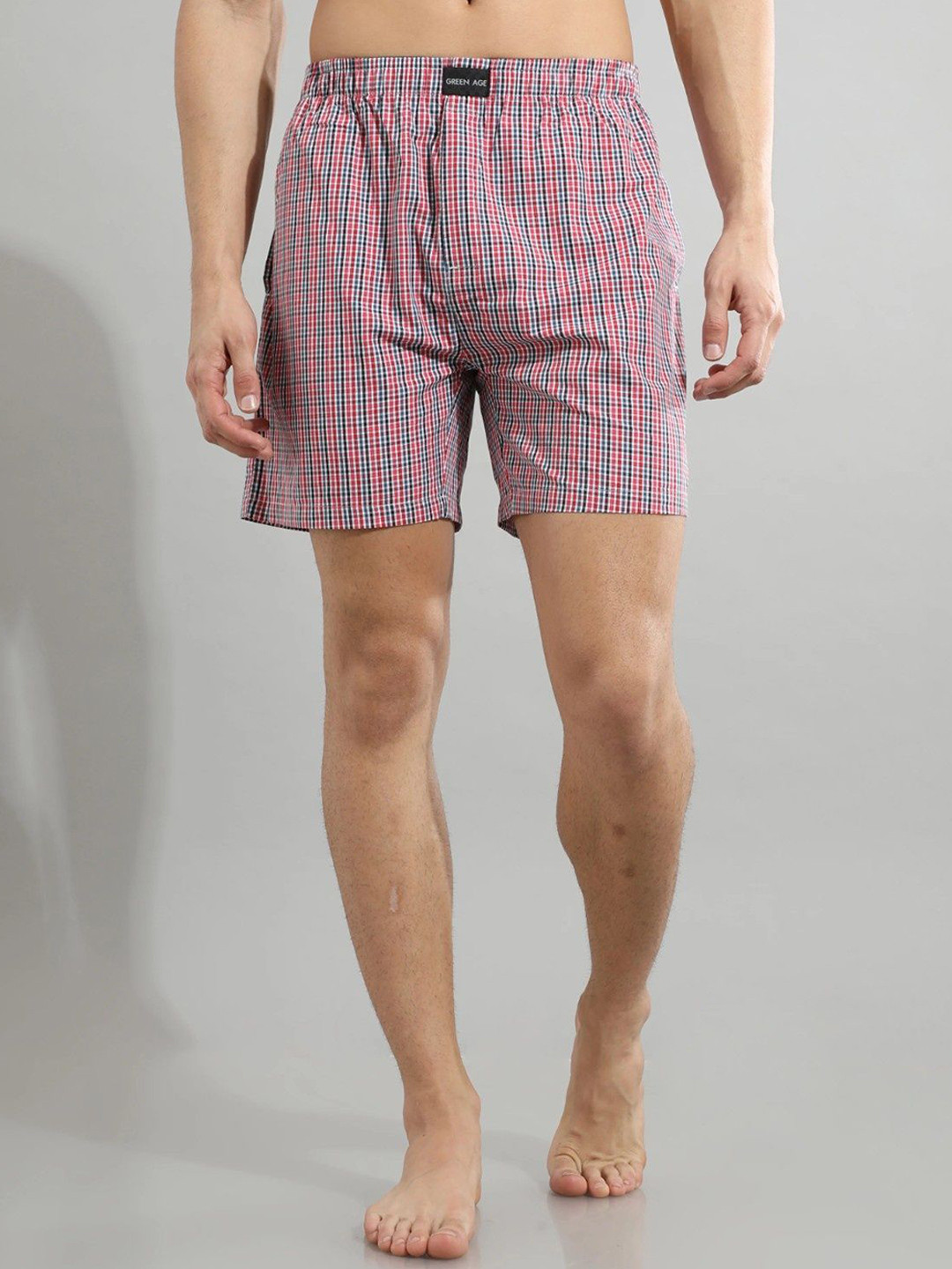 GREEN AGE Men Checked Pure Cotton Boxer GABOX706S