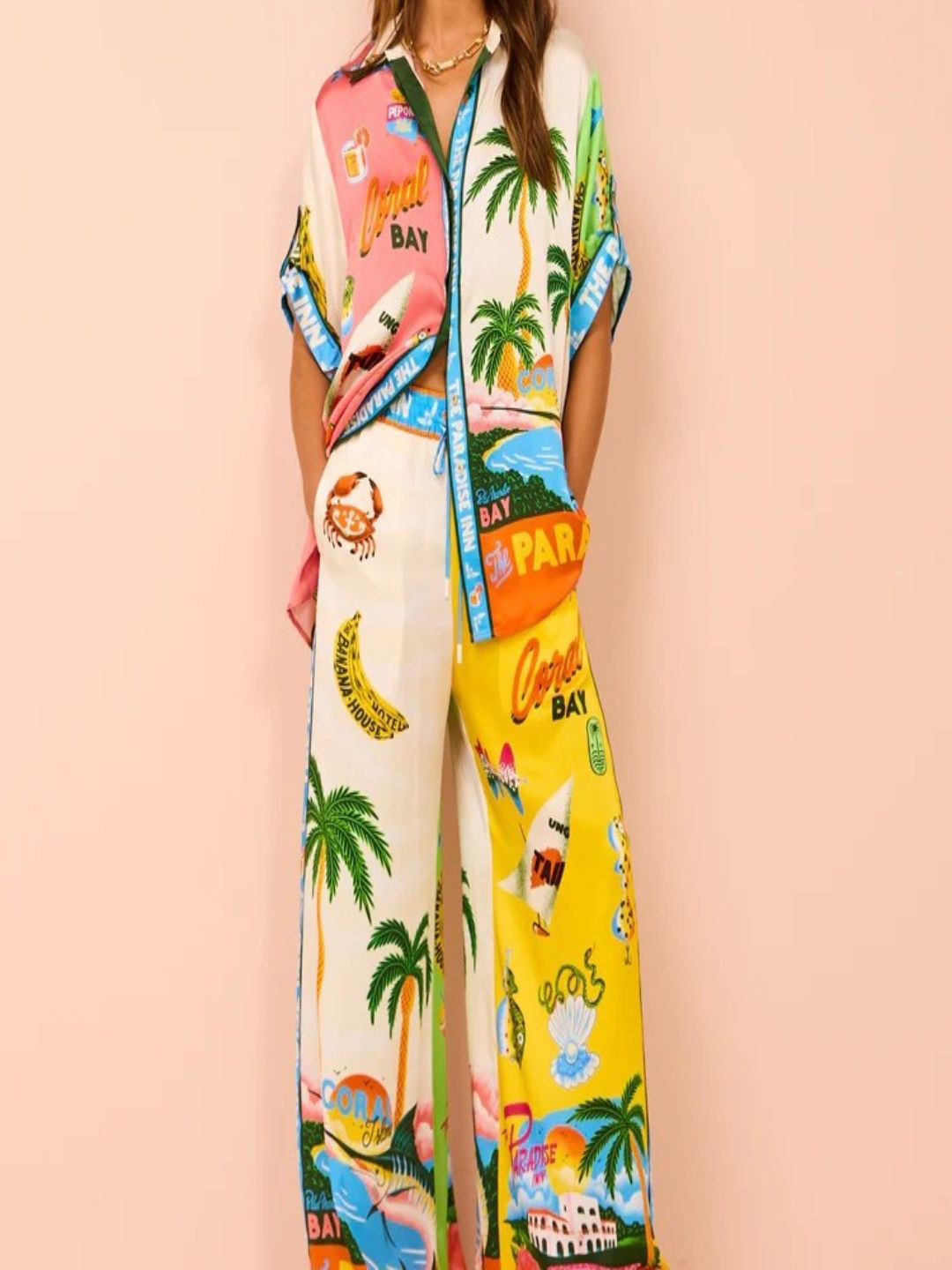 DressBerry Printed Short Sleeves Shirt & Palazzo
