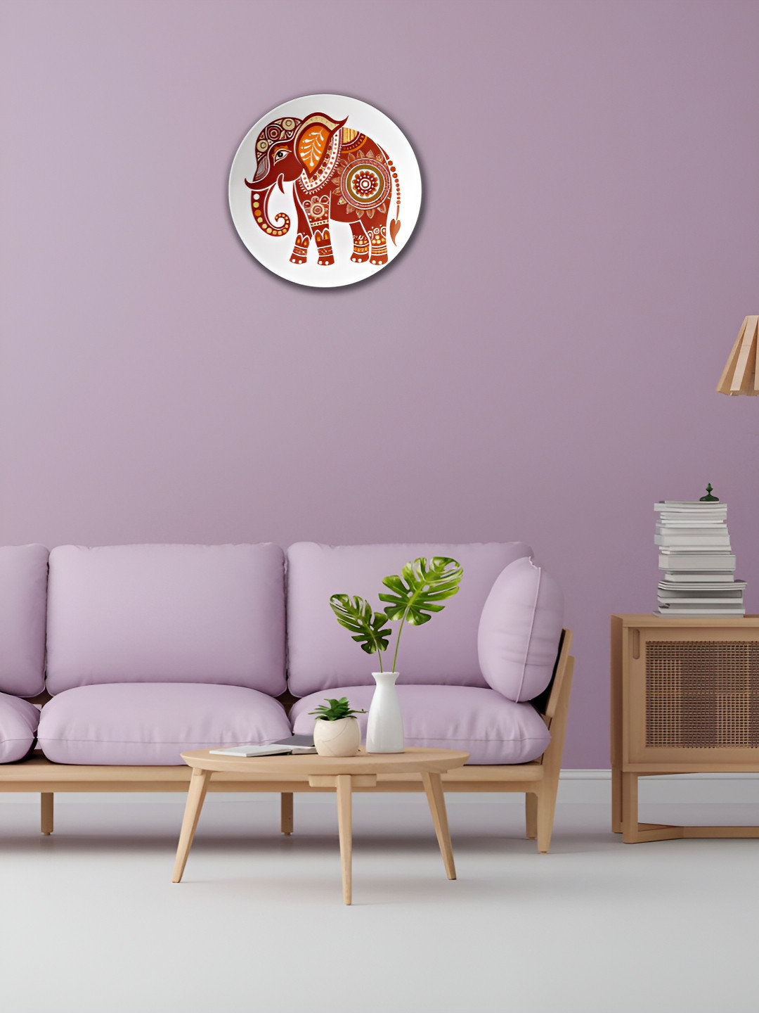 THE QUIRKY HOME Regal Elephant Crafted Ceramics Matte Hanging Hall Wall Plates-9.8In