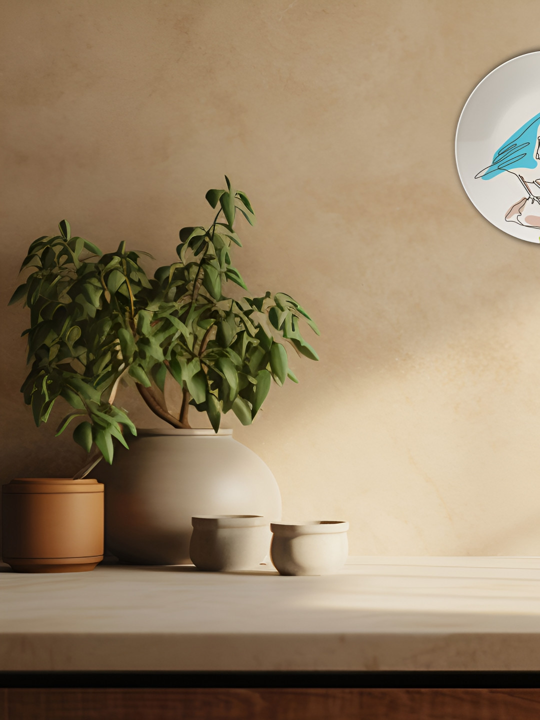 THE QUIRKY HOME A Feathered Friend Crafted Ceramics Glossy Hanging Hall Wall Plates-9.8In