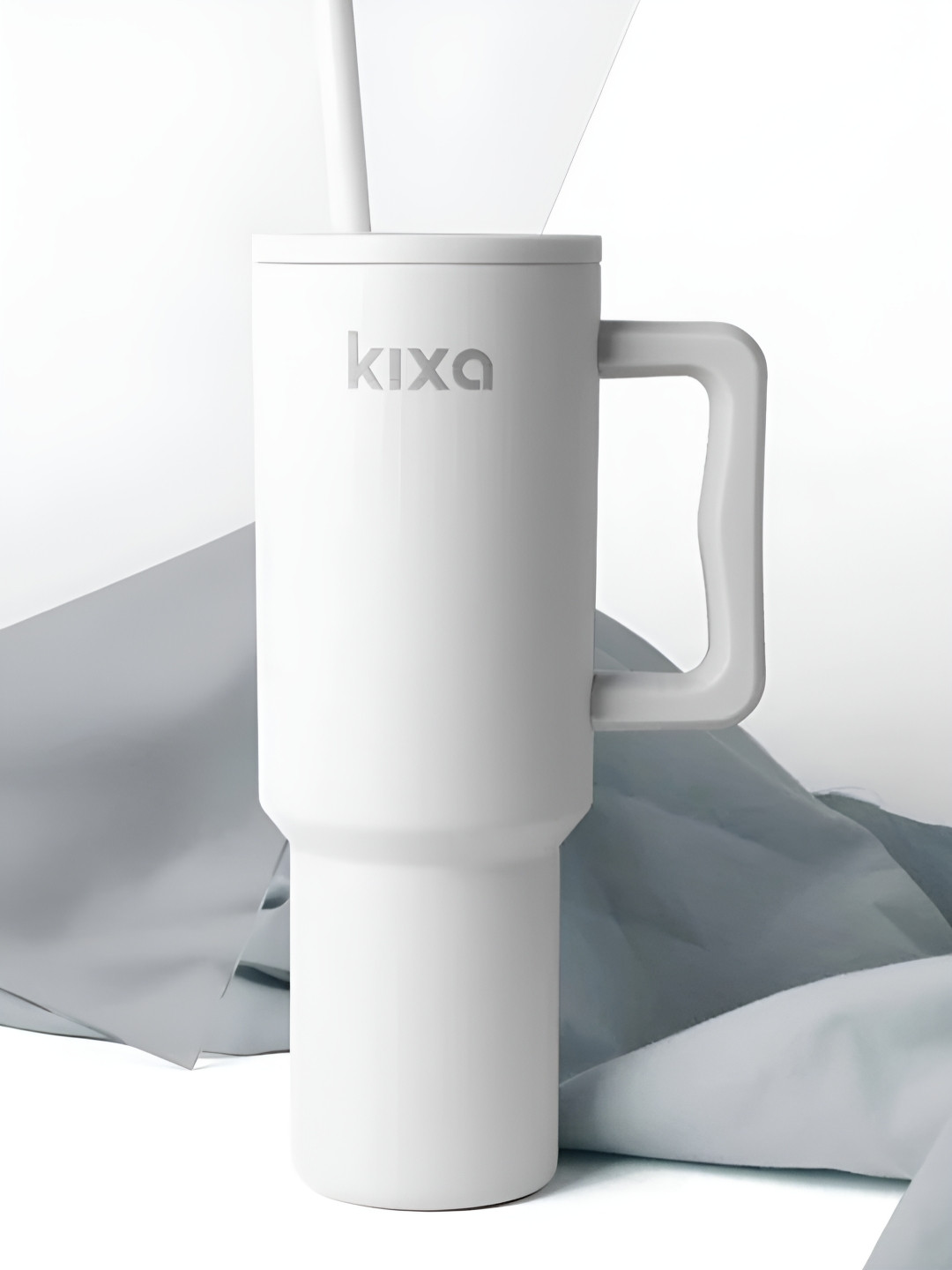 Kixa Oasis White Solid Stainless Steel Spillproof Tumbler - 1.2L