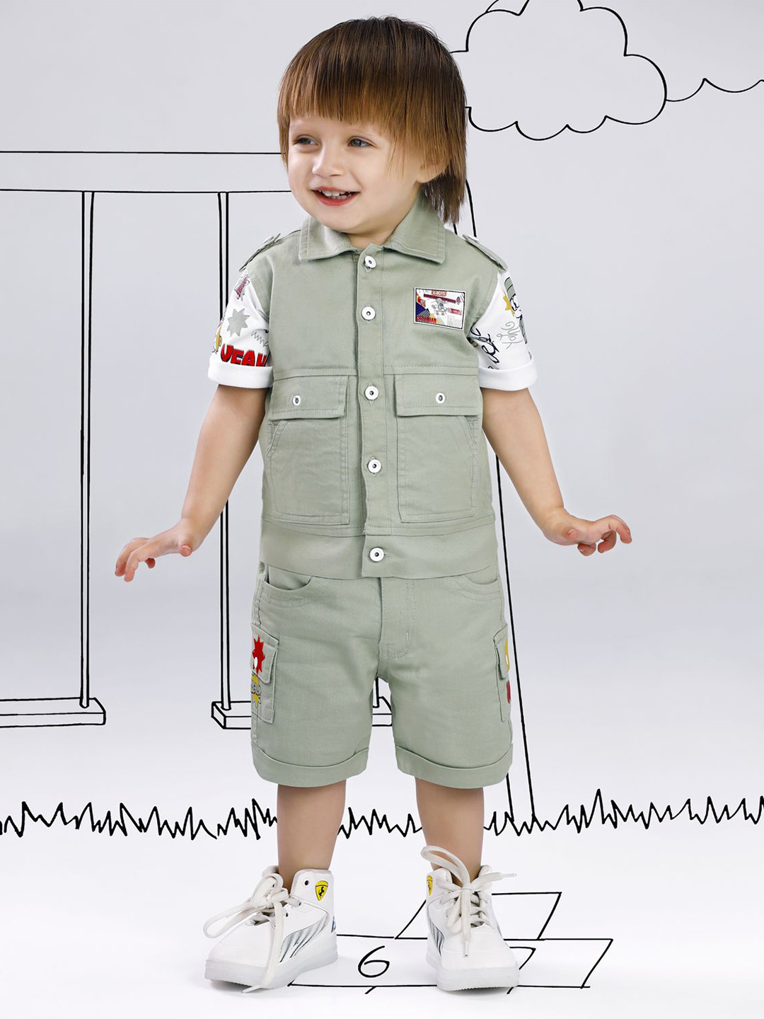 Bad Boys Boys Printed Short Sleeves T-shirt And Shirt With Shorts