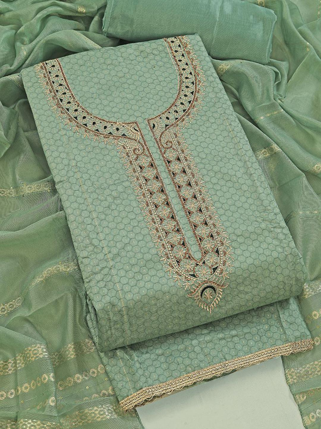 MANJUFABB Embellished Unstitched Dress Material