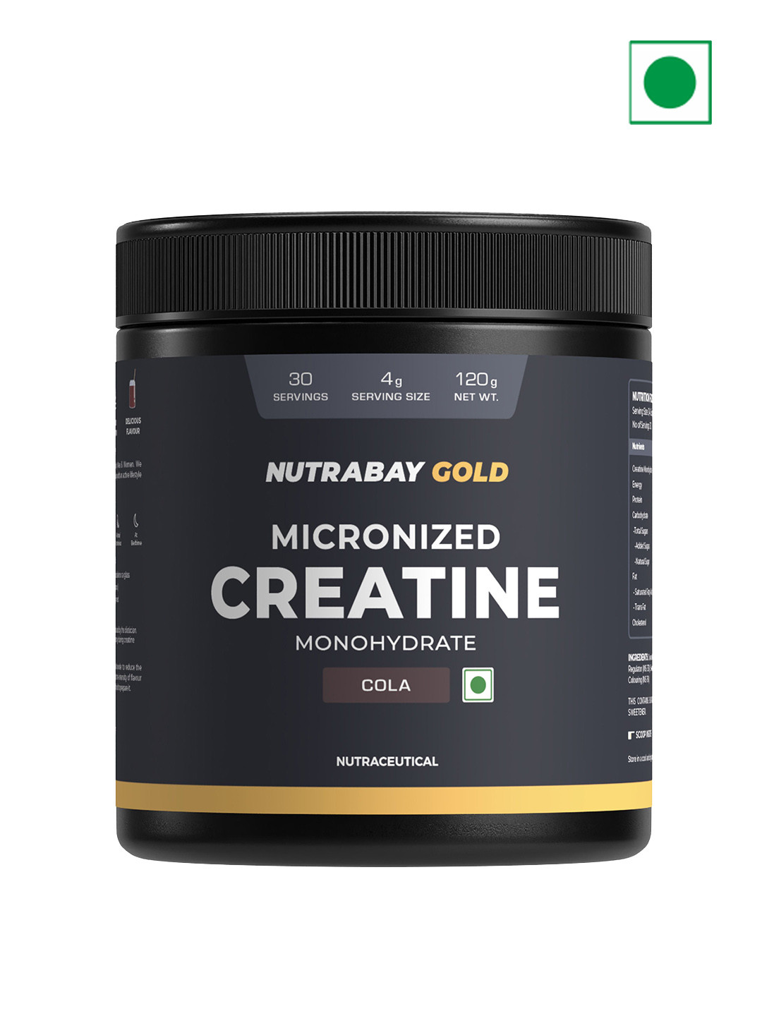 Nutrabay Gold Micronised Creatine Monohydrate - 120 g - Cola Flavor
