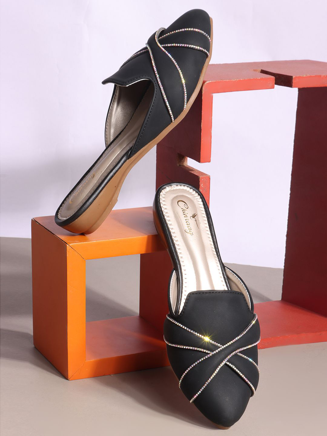 CHINRAAG Women Mules with Bows Flats