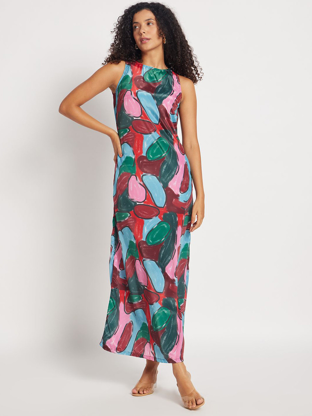 STITCH MONKEY Women Abstract Printed Sleeveless A-line Maxi Dress