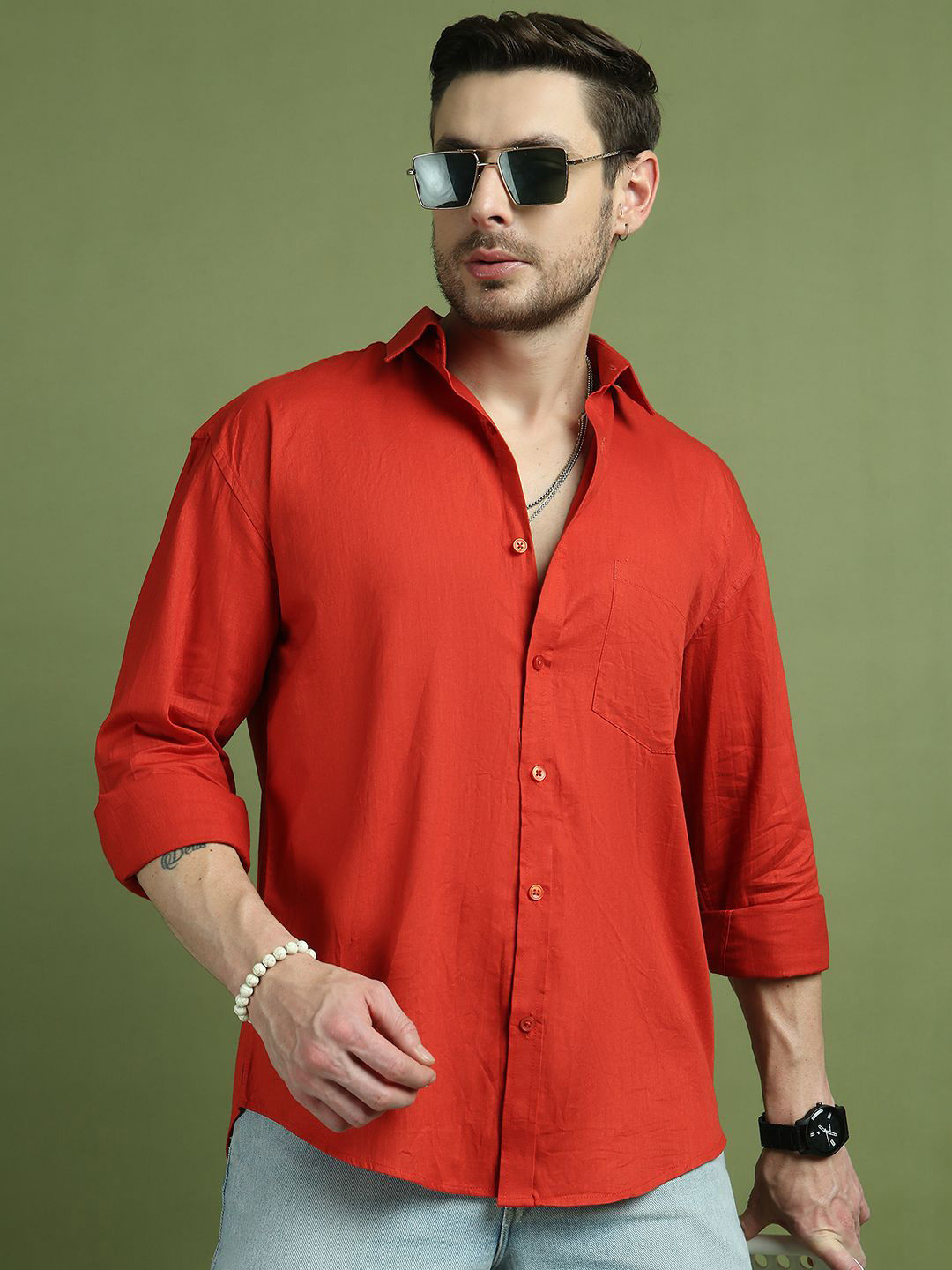 The Roadster Lifestyle Co 100% Cotton Collared Casual Shirt