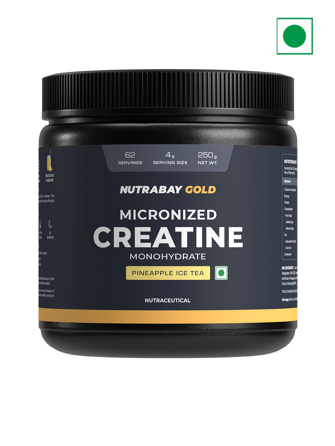 Nutrabay Gold Micronised Creatine Monohydrate - 250 g - Pineapple Ice Tea Flavor