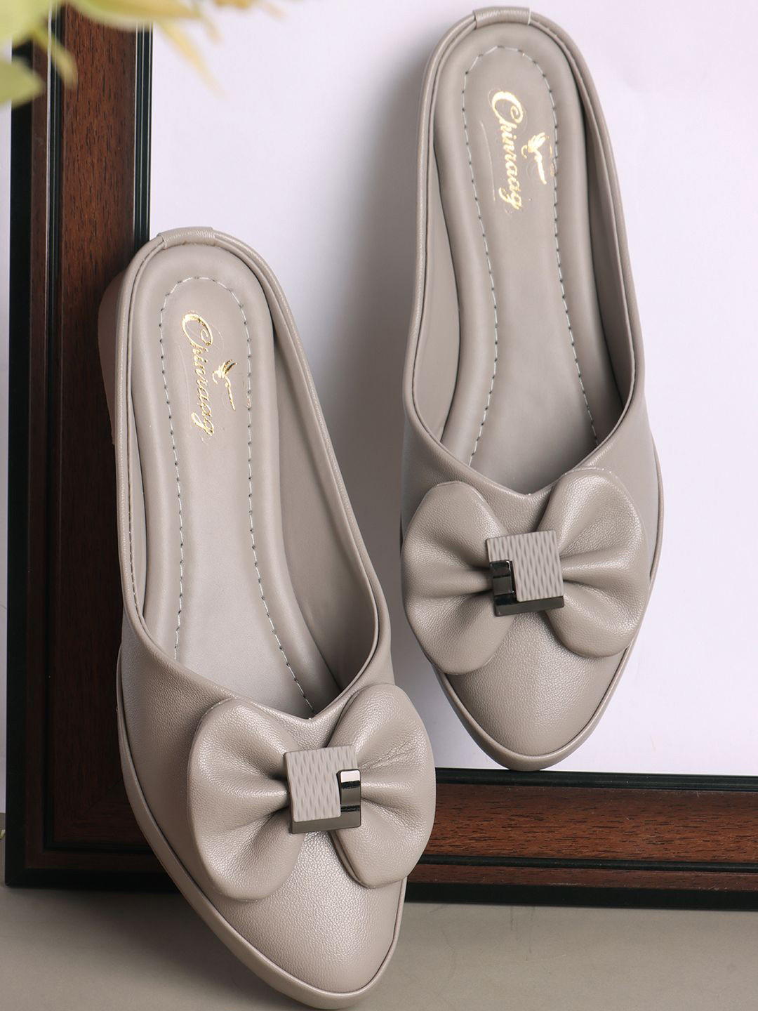 CHINRAAG Women Mules with Bows Flats