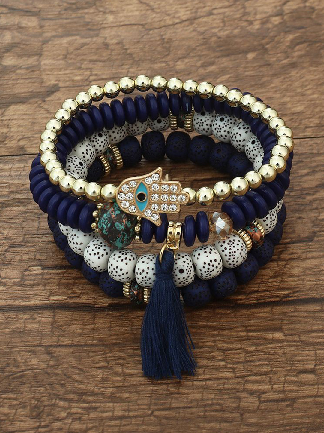 DIVASTRI Women 4 Tribal Gold-Plated Multistrand Bracelet