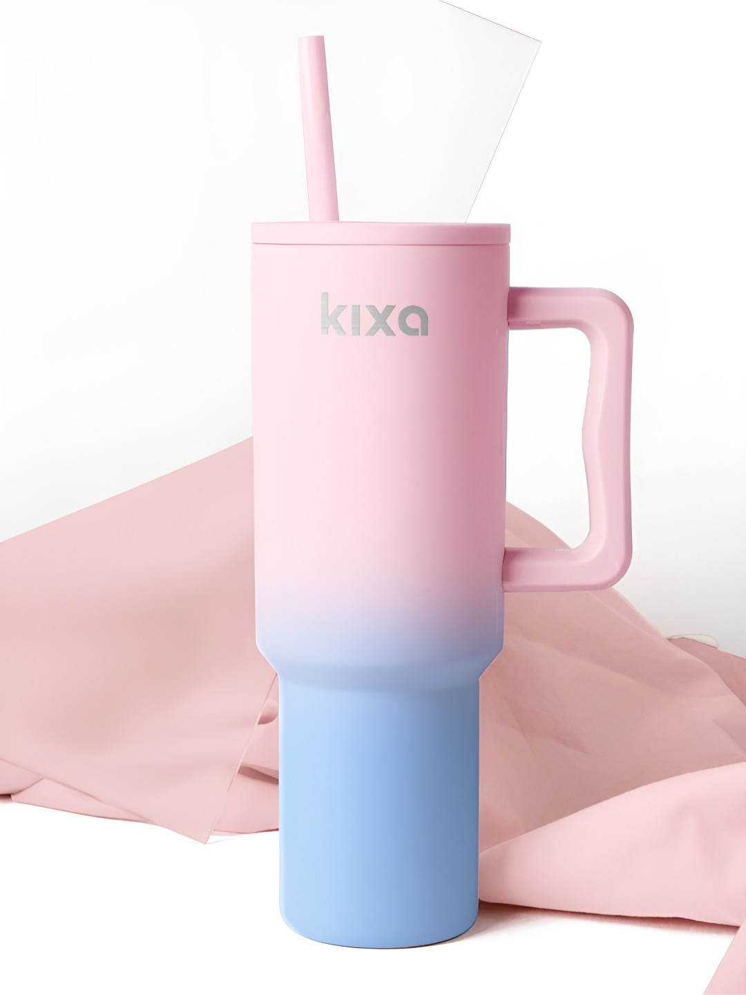 Kixa Pink Colourblocked Stainless Steel Spill Proof Tumbler - 1.2L