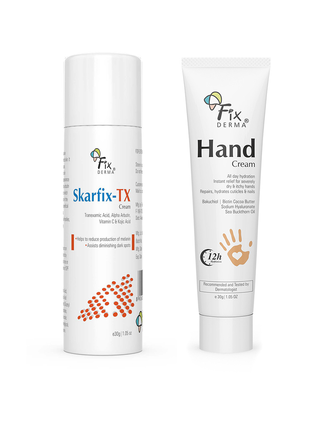 FIXDERMA Set Of Skarfix-TX Face Cream & Hand Cream - 30g Each