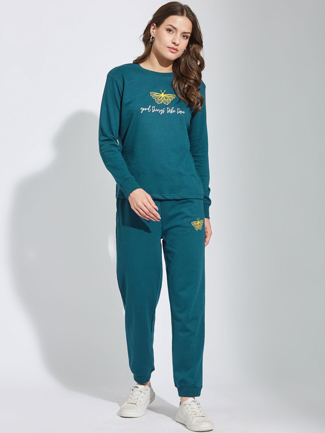 COLOCART Women Pure Cotton Sweatshirt And Jogger Co-Ord Set