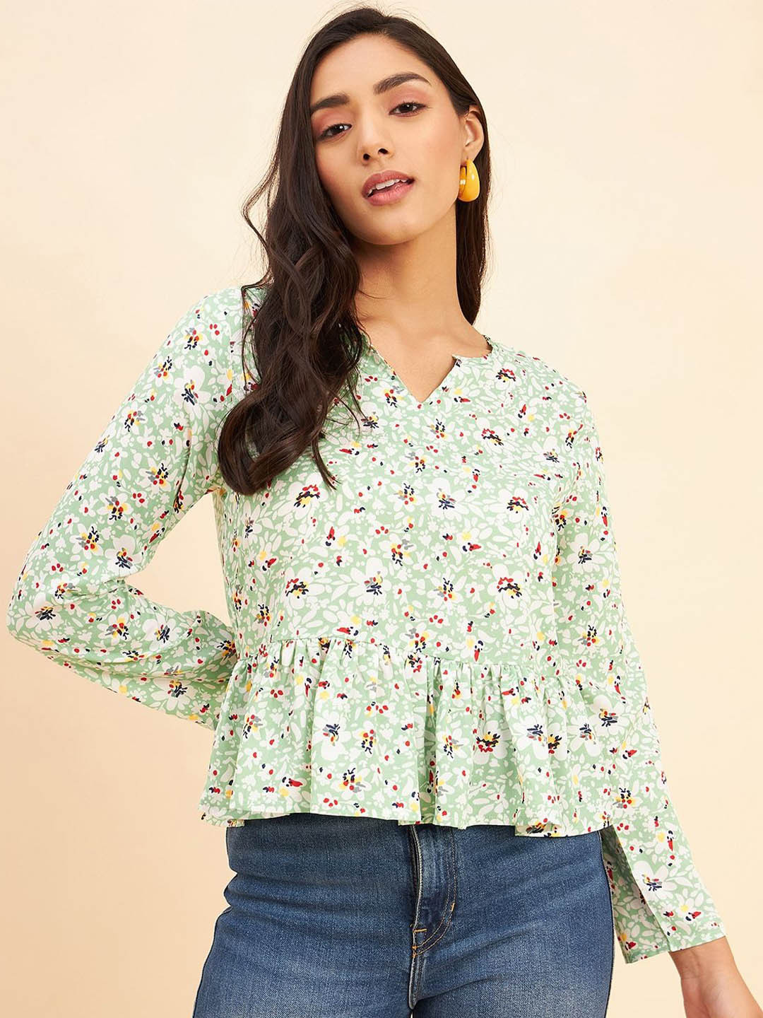 NEESH Floral Print Peplum Top