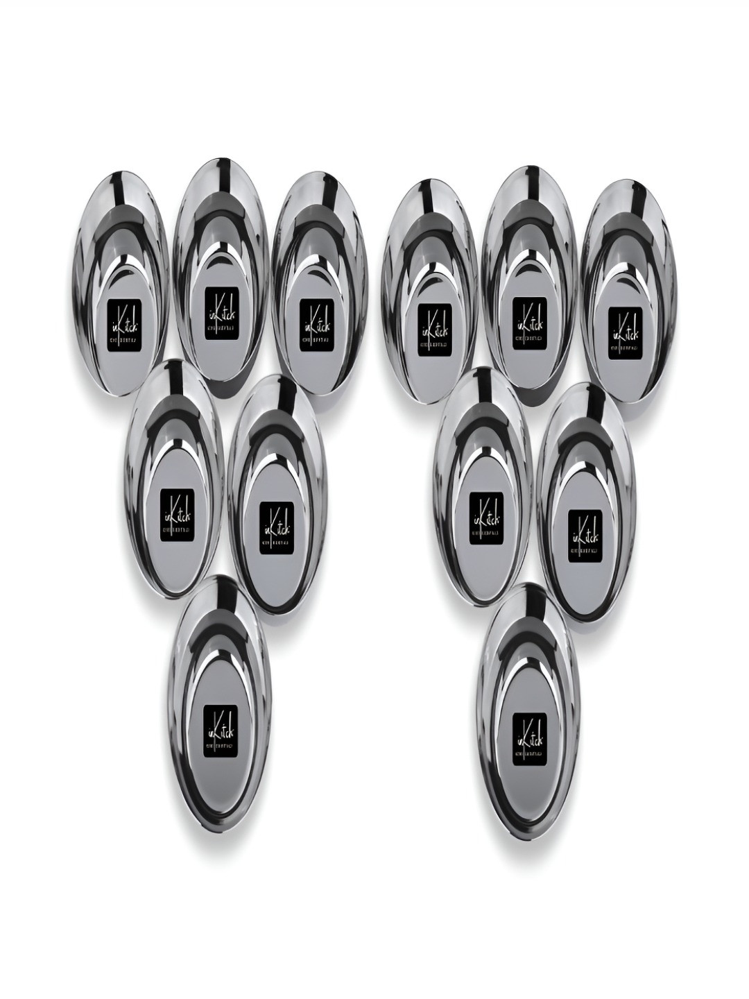 inKitch Silver-Toned 12 Pieces Stainless Steel Glossy Dishwasher Safe Serving Bowls 220 ml