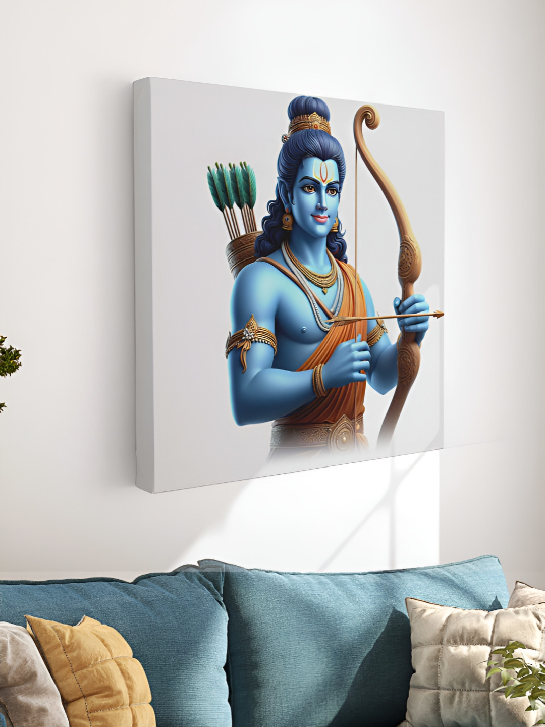 Myntra Elegant Homes Blue & Brown Canvas Religious Shri Ram Wall Art