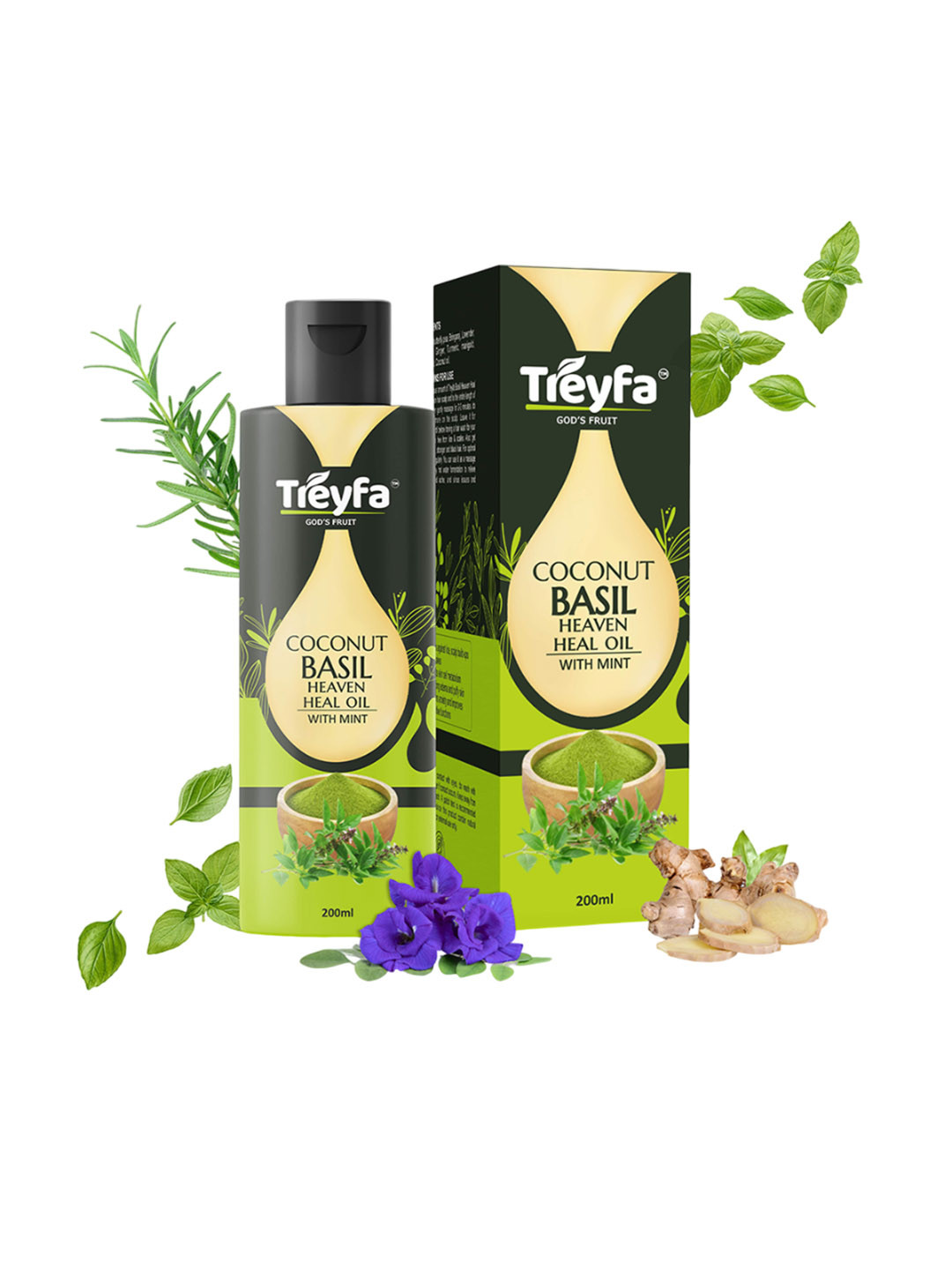 Treyfa Coconut Basil Heaven Hair Oil - 200 ml