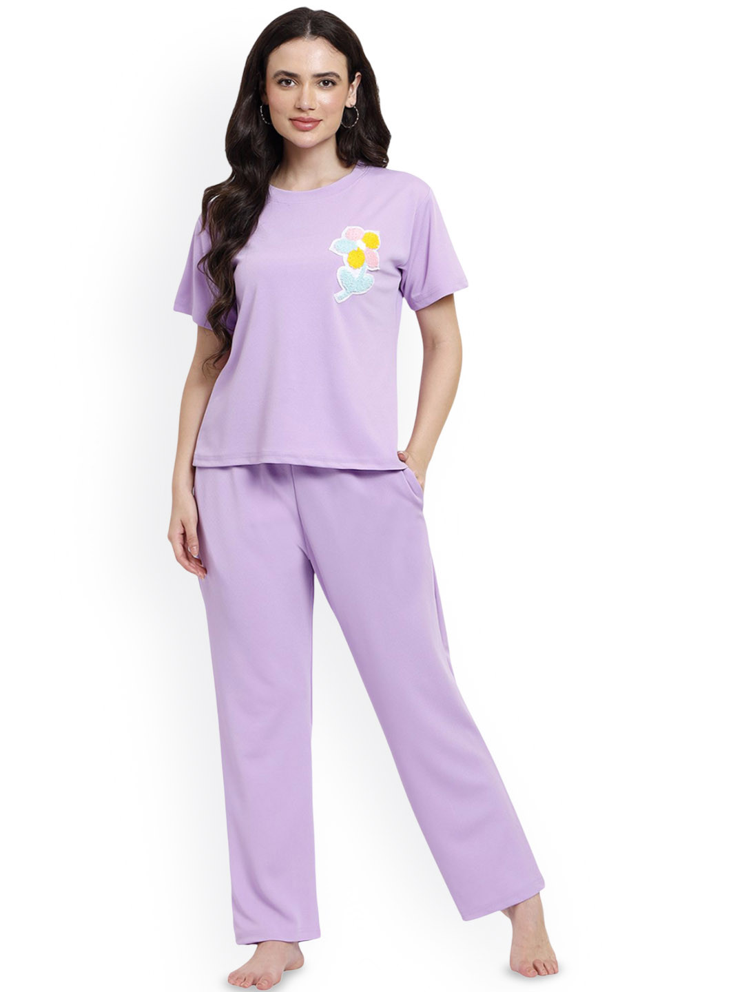 BOMBSHELL Embroidered Round Neck Night suit