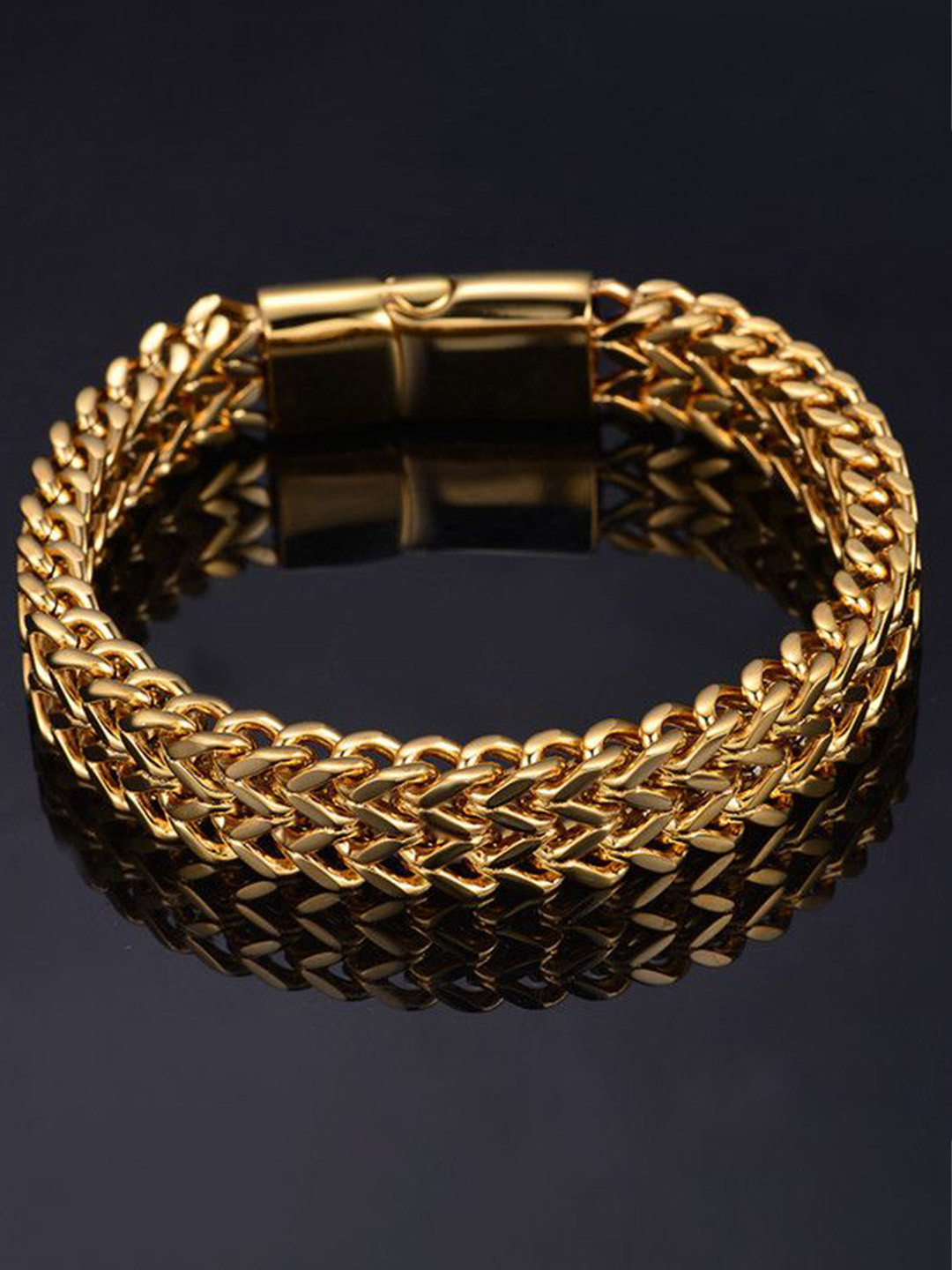 MEENAZ Men Gold-Plated Stainless Steel Anti tarnish Link Bracelet