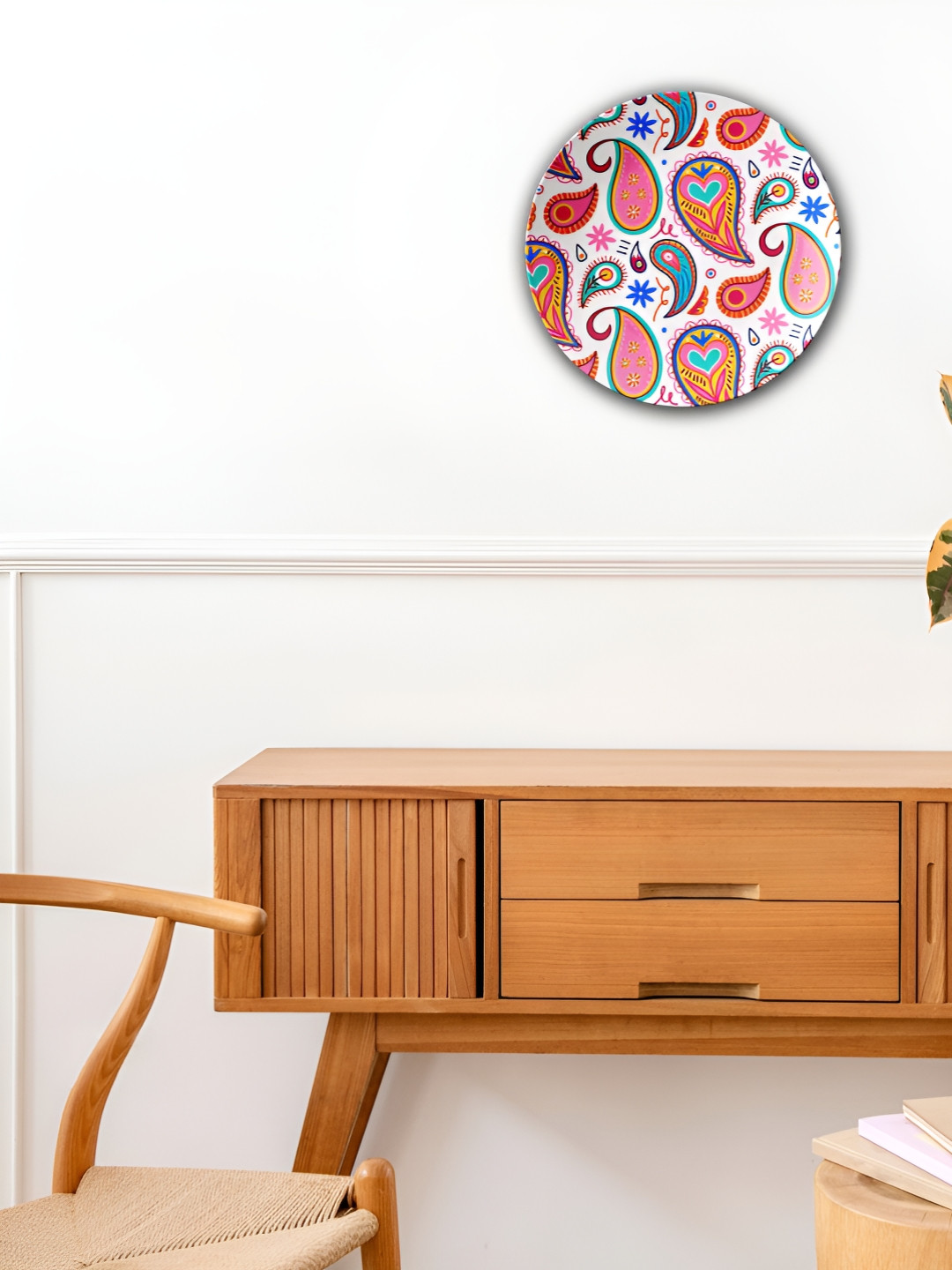 THE QUIRKY HOME Colorful Paisley Ceramic Ethnic Motifs Glossy Hall Wall Plates-10In