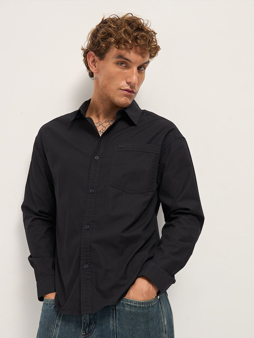 THE BEAR HOUSE Pure Cotton Relaxed Fit Overshirt