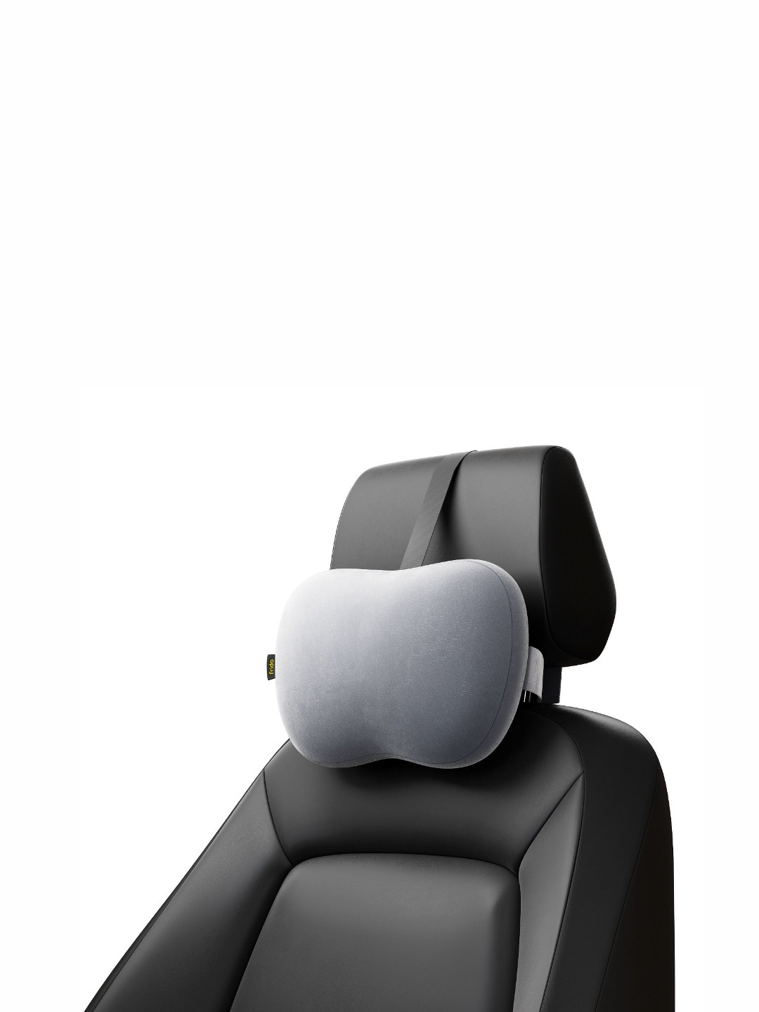 FRIDO Grey Solid Faux Velvet Breathable Firm Memory Foam Travel Pillow-16 x 11 x 26 cm