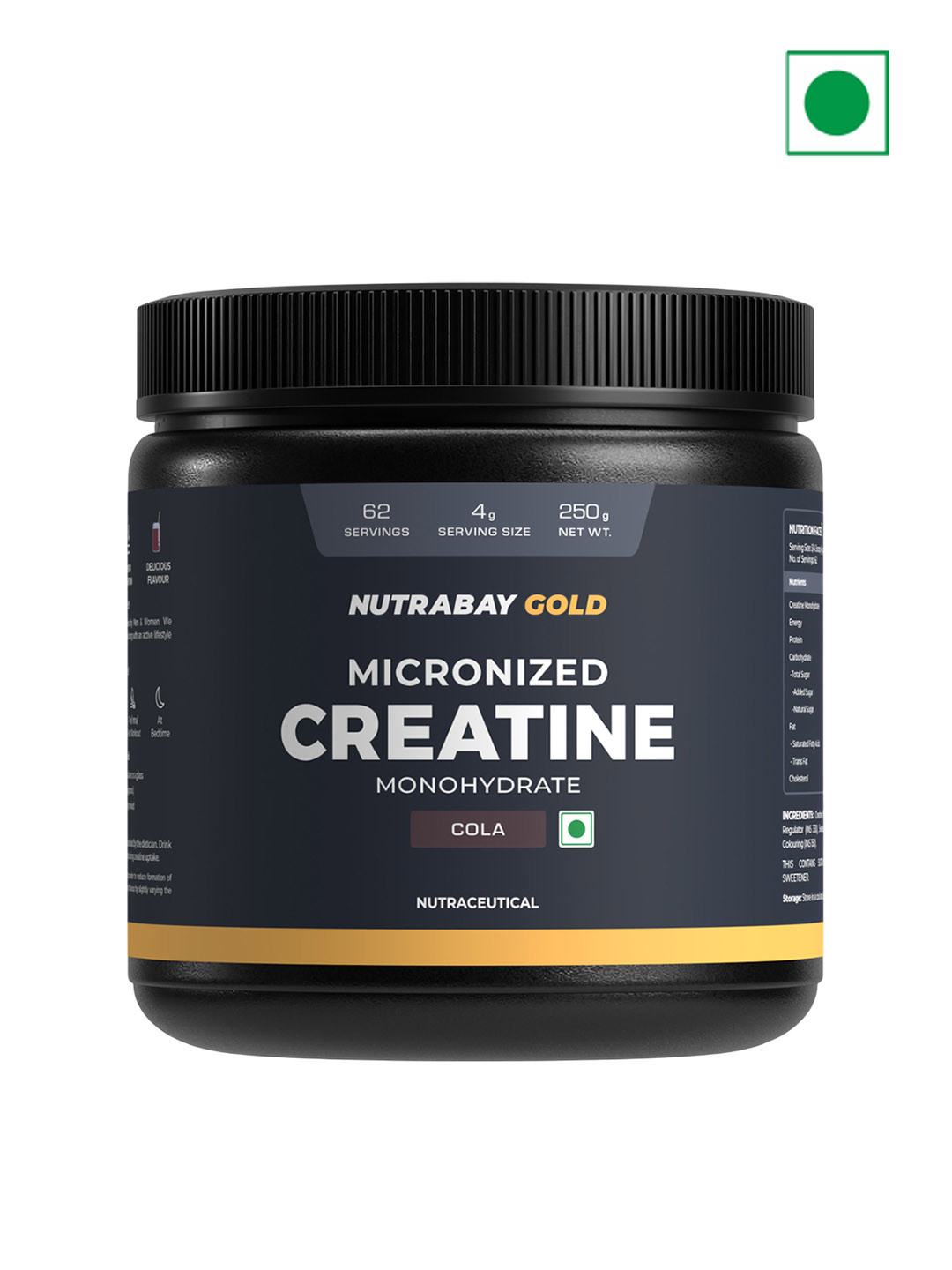 Nutrabay Gold Micronised Creatine Monohydrate - 250 g - Cola Flavor