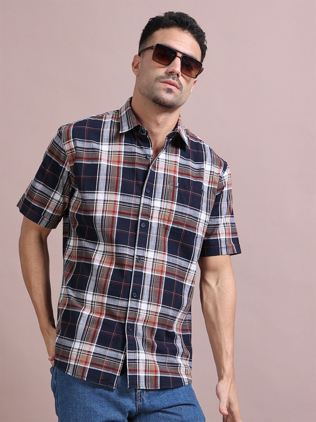 RIGS AND RAGS Men Shelby Tartan Checks Opaque Checked Casual Shirt