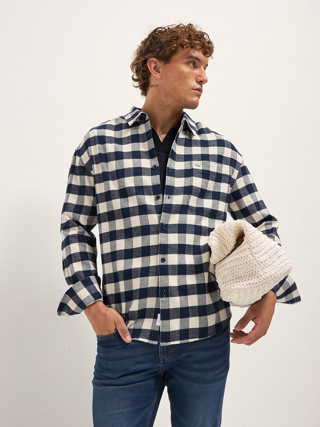 THE BEAR HOUSE Men Gingham Checks Opaque Checked Casual Shirt