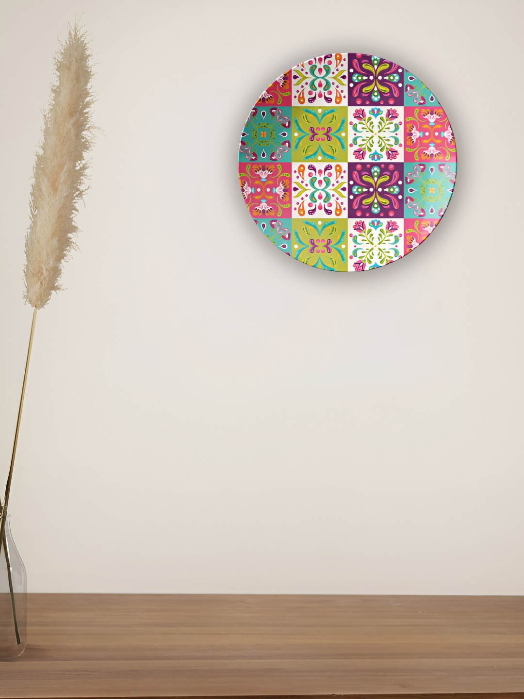 THE QUIRKY HOME Mexican Tile Inspired Pattern Crafted Ceramics Glossy Wall Plates-10In