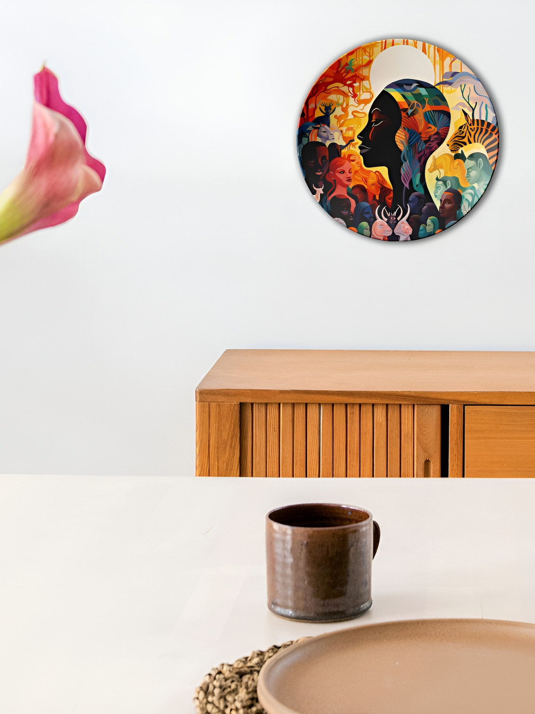 THE QUIRKY HOME A Tapestry of Life Crafted Ceramics Matte Hanging Hall Wall Plates-9.8In