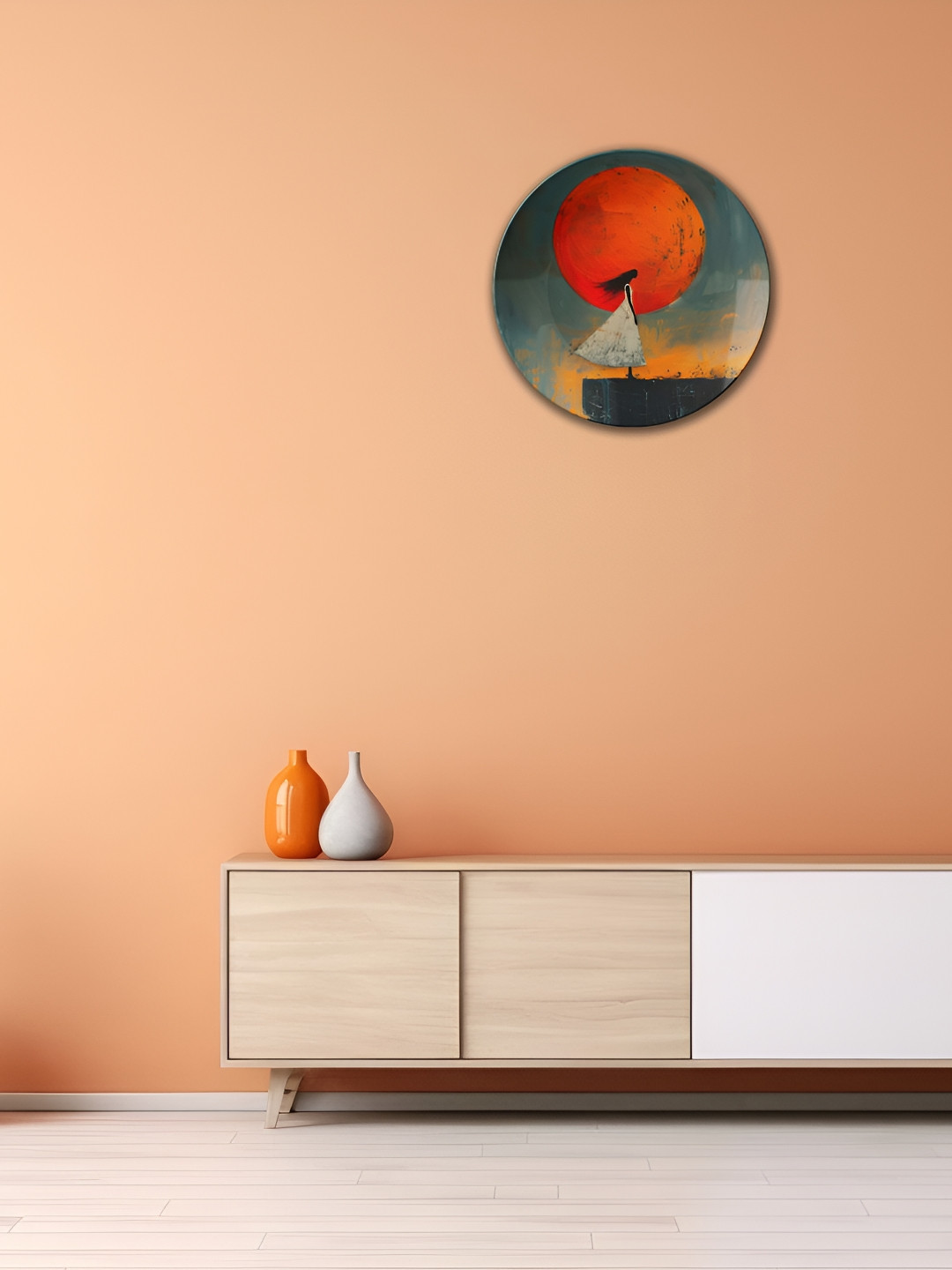 THE QUIRKY HOME Moment of Reflection Crafted Ceramics Glossy Hanging Hall Wall Plates-8In