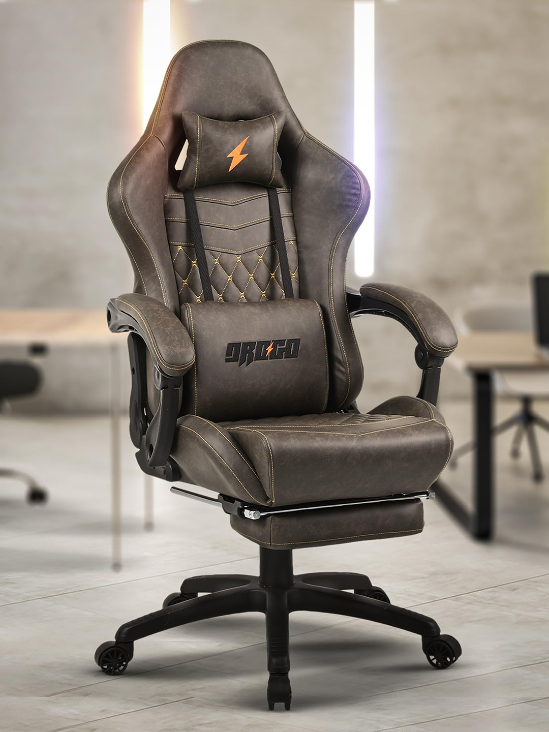 DROGO Brown Multi-Purpose Ergonomic Gaming Chair With 7 Way Adjustable Seat & USB Massager