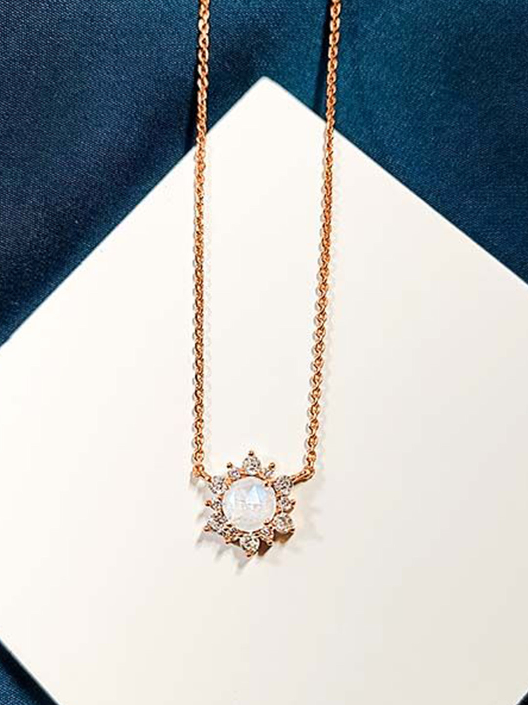 INARI SHINES 925 Sterling Silver Rose Gold-Plated Sun Necklace