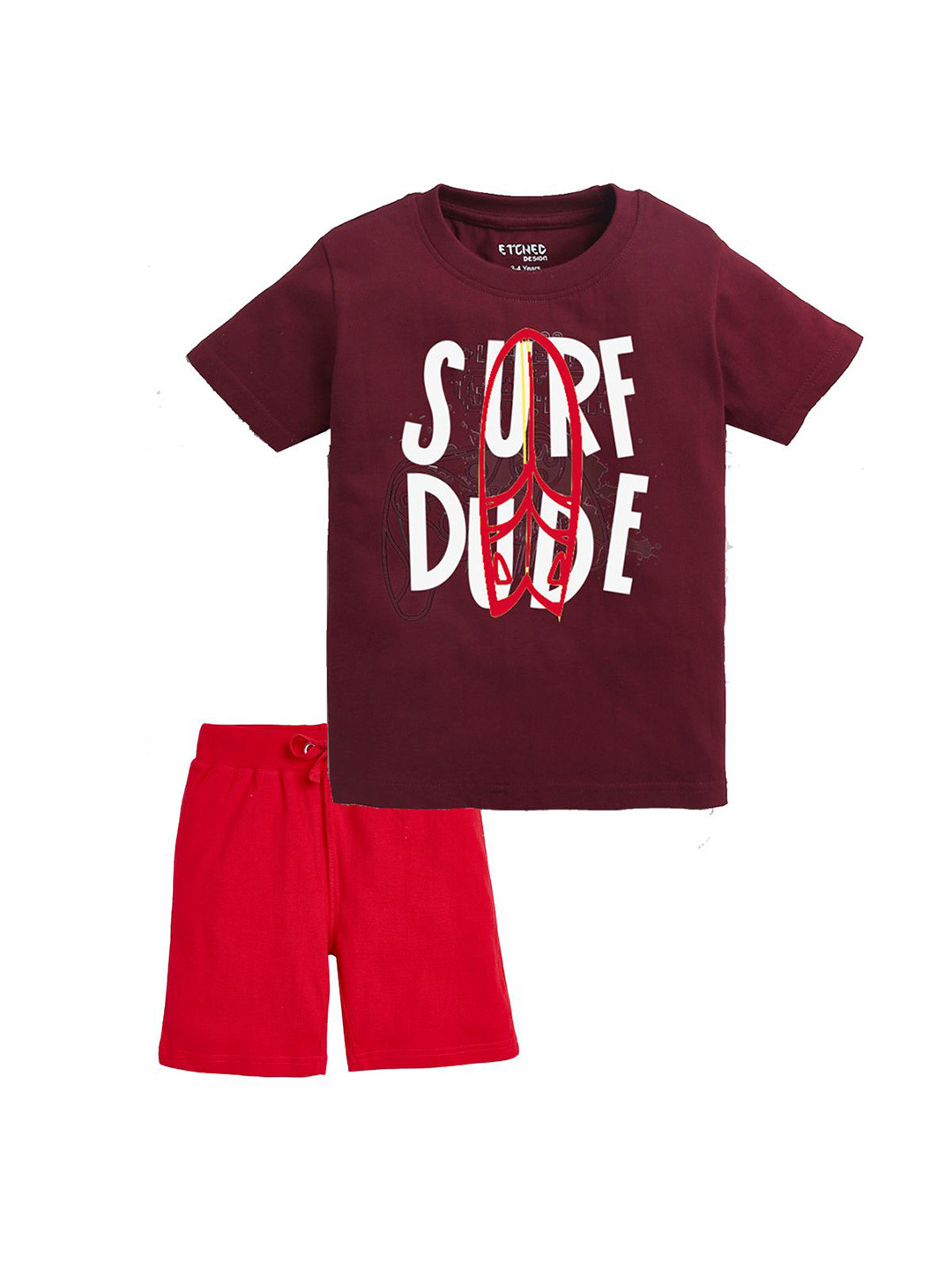 ETCHED DESIGN Boys Printed T-shirt with Shorts