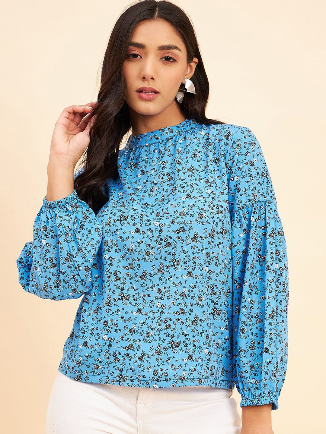 NEESH Print Bell Sleeve Boxy Top
